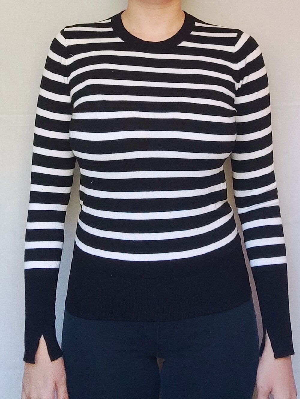 Zara Black And White Stripped Long Sleeved Shirt